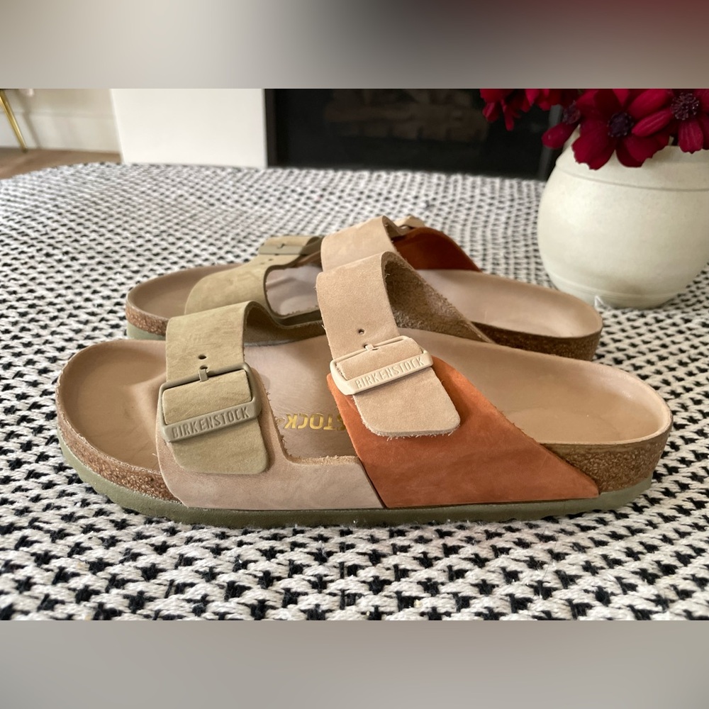 Free People Birkenstock Arizona Sandals Split Leather Color Block 40 RARE - Picture 6 of 14